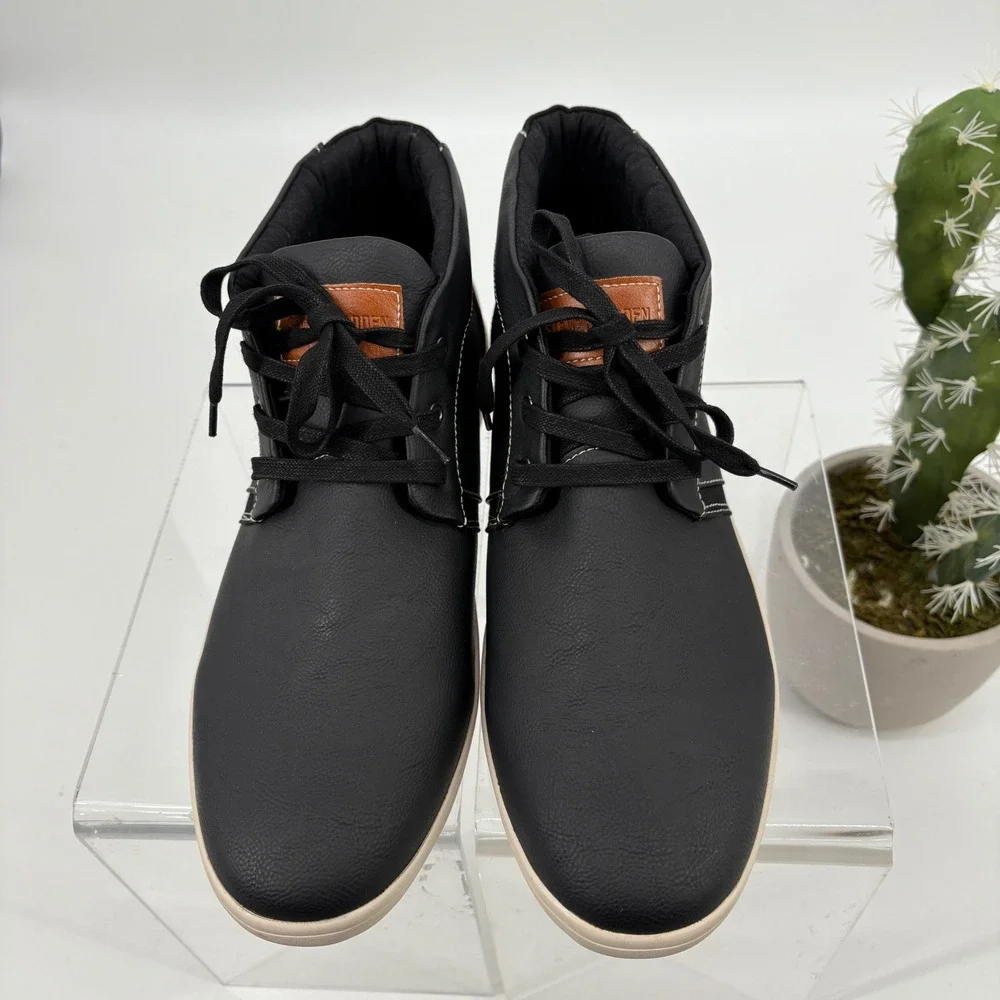 New Steve‎ Madden Kobe Men's Black Faux Leather Lace Up Chukka Boots Size 12